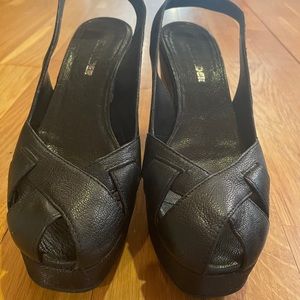 JIL SANDER leather black wedges